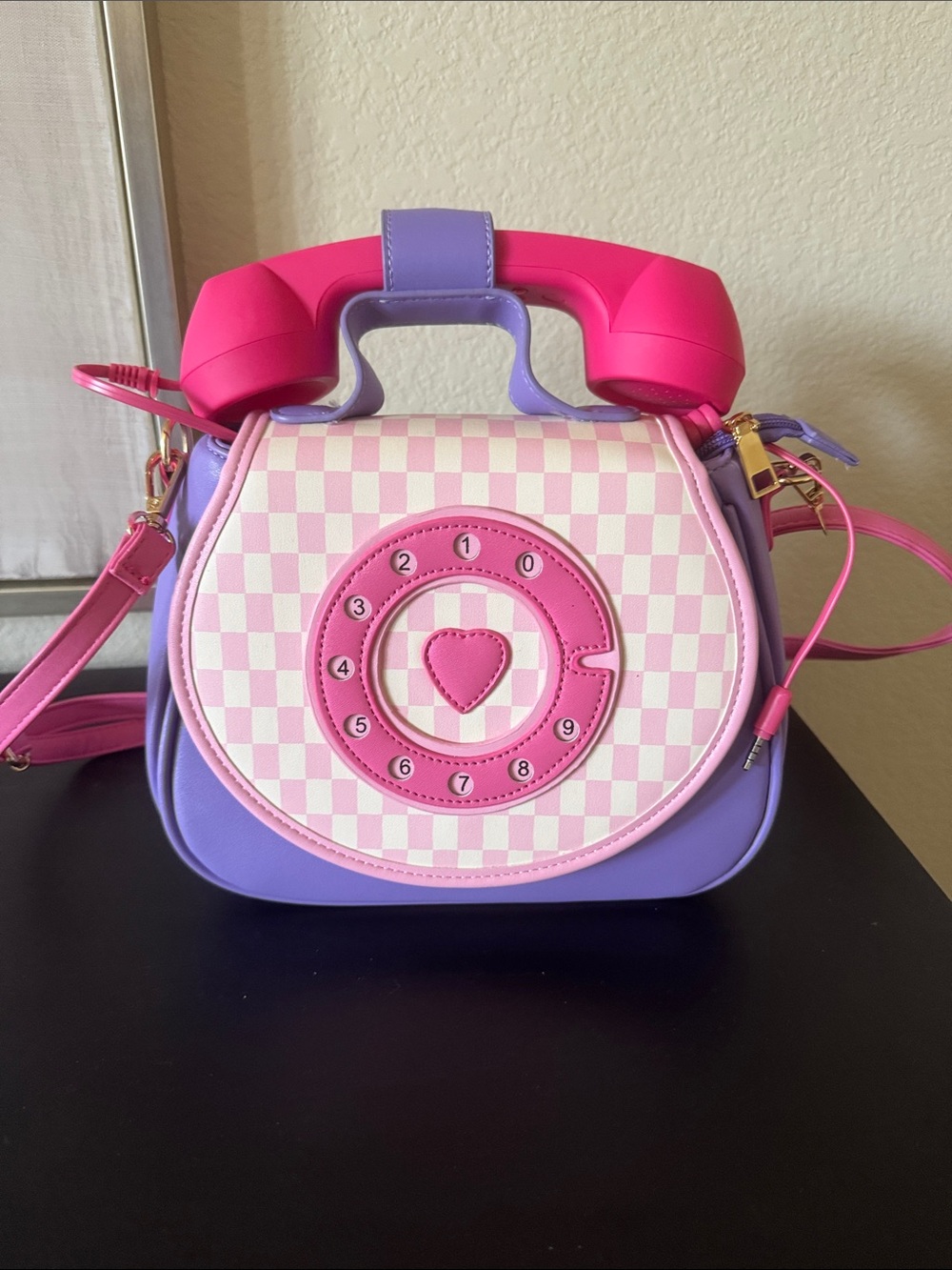Pink & Lavender Retro Phone Crossbody Bag